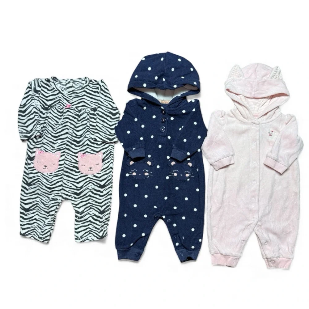 Carter's | Baby Girl Fleece Jumpsuit Bundle | 3M